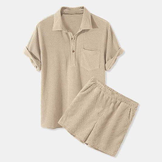 Men's 2 Piece Summer Polo Suit Short 