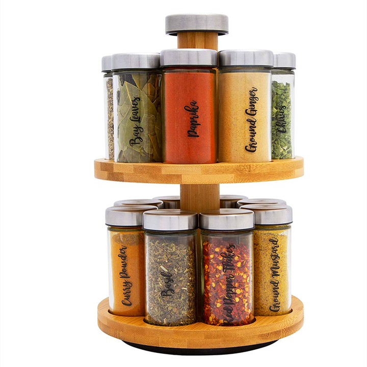 Wooden countertop kitchen organizer. 