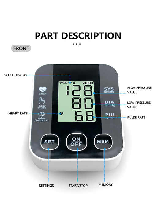 Digital Blood Pressure Monitor for Home Arm Medical Equipment Device 