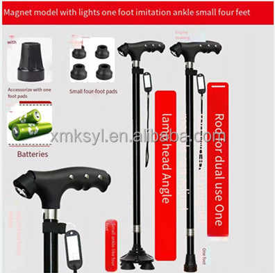 Elderly and Disabled Adjustable Aluminum Walking Cane with LED Light Foldable 