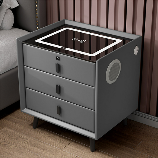 Modern Simple Solid Wood Smart Table Smart Nightstand Wholesale Cheap Bedroom Furniture Storage Drawer Smart Side Table 