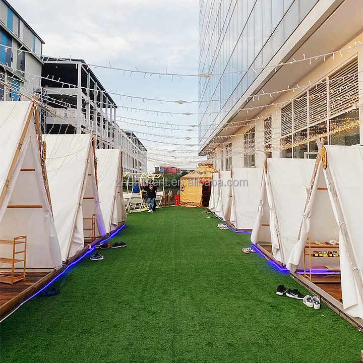 3*3m House-type Waterproof Luxury Camping Tent Four Season Triangular Outdoor Camping Picnic Hot Pot Tent 