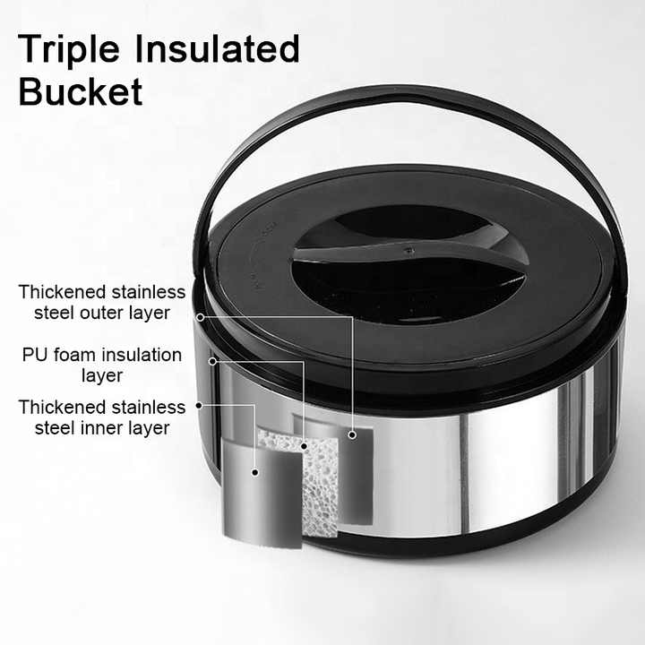 Deluxe 2L 4L 8L Stainless Steel Food Warmer Set 3 Pieces, Insulated Food Warmer Pot in Food Containerمجموعة فاخرة لتدفئة الطعام من الفولاذ المقاوم للصدأ سعة 2 لتر و 4 لتر و 8 لتر 3 قطع ، وعاء معزول لتدفئة الطعام في حاوية طعام