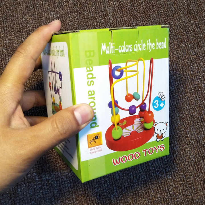 Colorful Baby Wooden Mini Around Beads Wire Maze Math Toys Children Kids Baby Educational Toy 