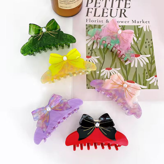 Acetate Bow Large Hair Clip 