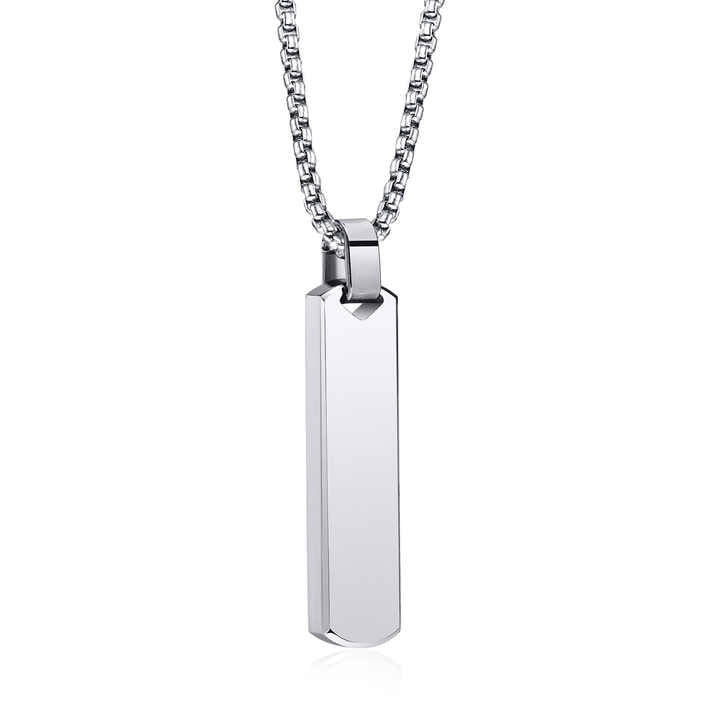 Simple Stainless Steel 3D Rectangle Necklace 