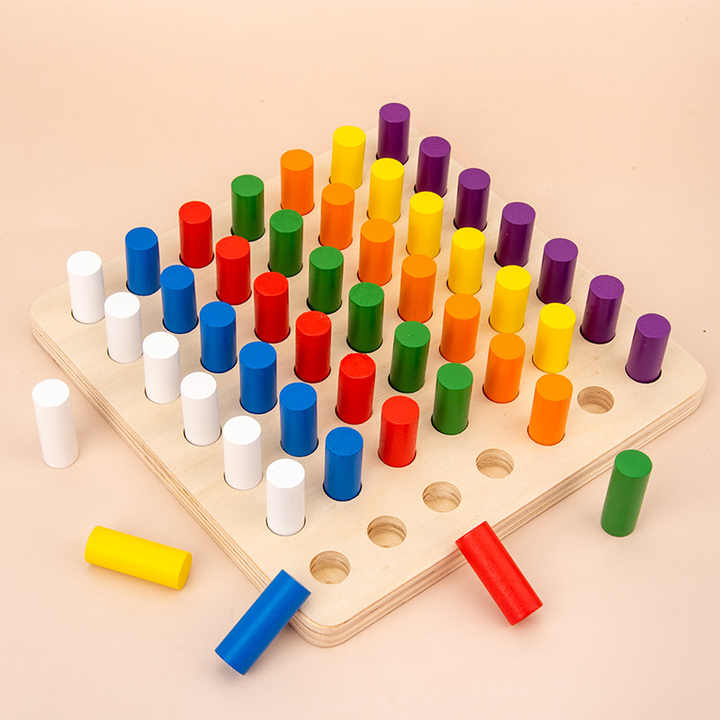 أطفال مونتيسوري الحسية وسائل تعليمية اسطوانة سلم ألعاب خشبية تعليمية للأطفال Montessori Sensory Toys for Children Cylinder Ladder Educational Wooden Toys for Kids