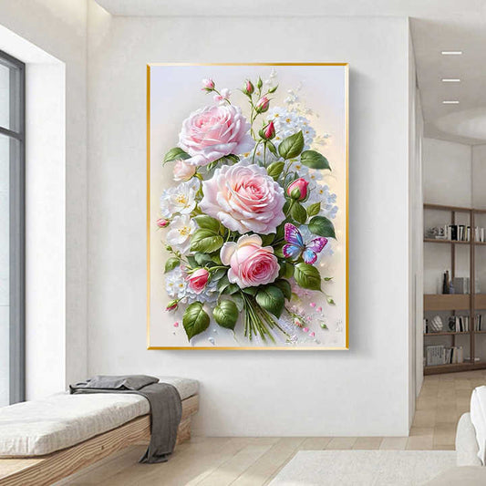 Flowers 5d Diamond Painting White Roses 
