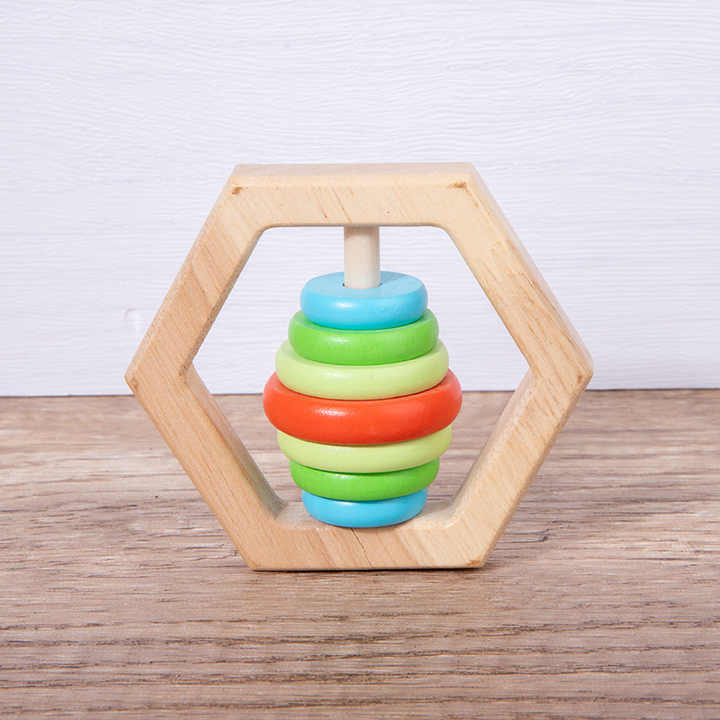 1pc Baby Wooden Rattle Beech Animal Hand Teething. 