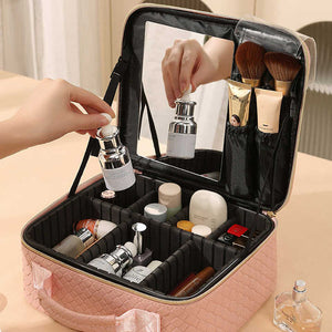 Large Capacity PU Leather Makeup Storage Bag Essential Travel Makeup Bag 