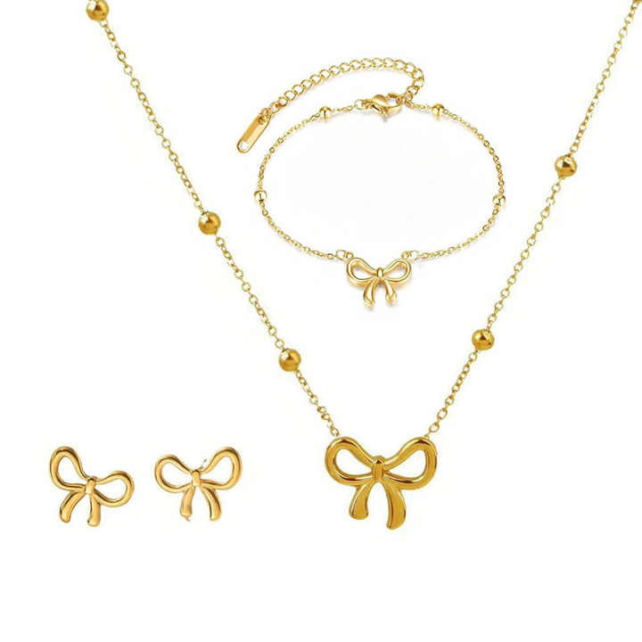 Bowknot Necklace, Earrings and Bracelet Set