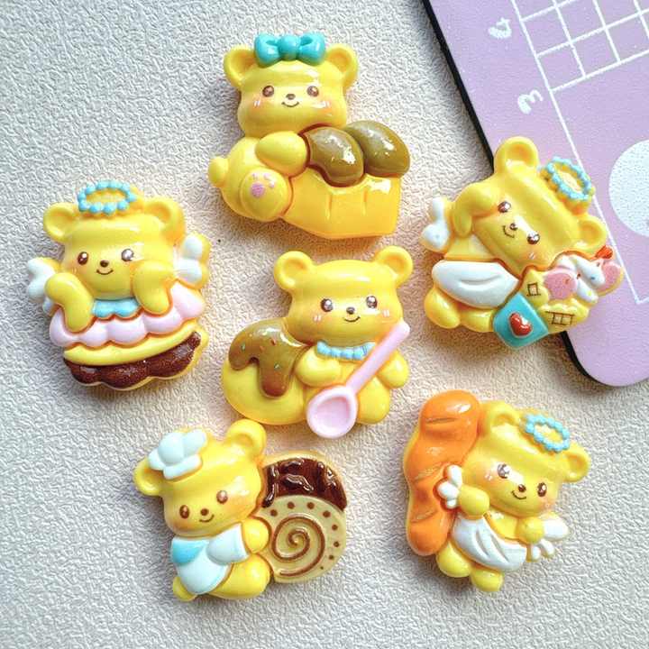Children's Accessories Cartoon Bear Resin Donut Cake Slice 