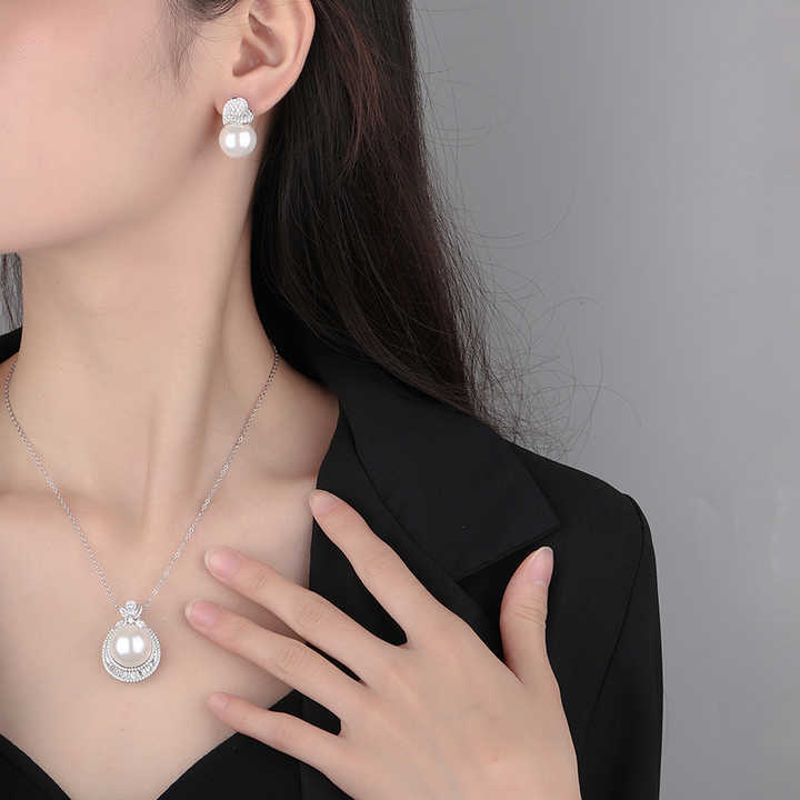 جموعة مجوهرات الزفاف النسائية من الفضة -  Fashion Pearl Jewelry Sets Bridal Jewelry Set