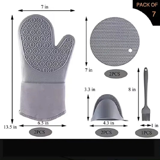 Heat Resistant Silicone Oven Mitts With Hot Pads 