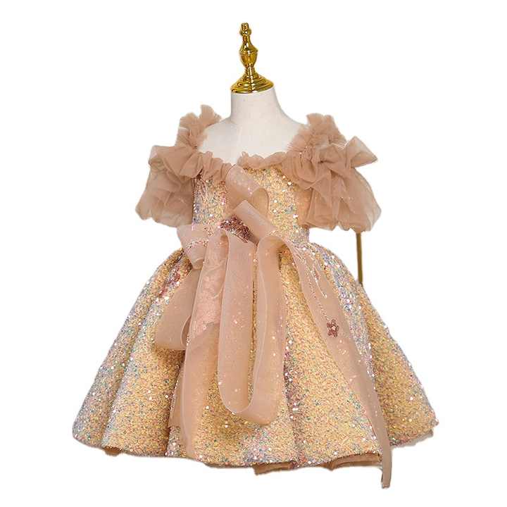 Children's Piano Host Dress Kids Stage Wear Girls Tutu 