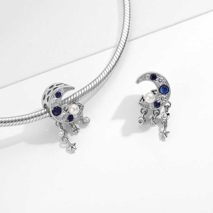 Women DIY Bracelet Charm Necklace Jewelry - Original Silver Moon Cradle Charm