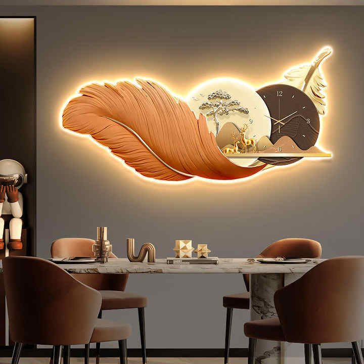 Modern luxury feather sofa with LED panel lighting 