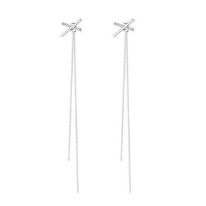 -Long silver earrings 