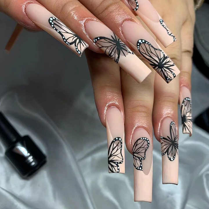 Diamond Pink Leopard Print Long Coffin Nails 