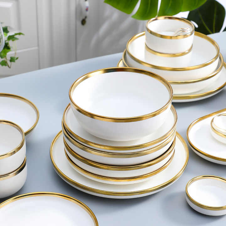 Luxury ceramic dinnerware serving dishes for restaurant ceramic  أواني منزلية أطباق تقديم طعام خزفية فاخرة للمطعم سيراميك