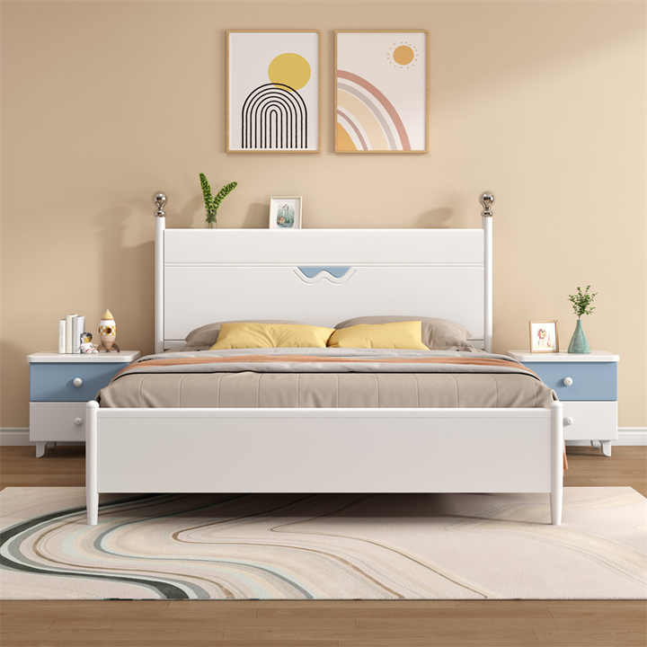 wooden double bed