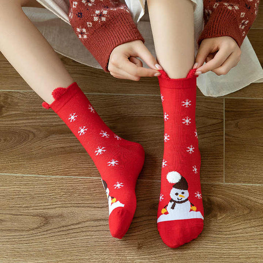 Christmas Socks New Year Socks Red Socks Yiwu Items Women's Cotton Cartoon Socks 