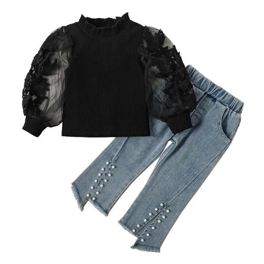 New foreign style children's clothing spring girls' jeans clothes girls' clothes children's clothes 