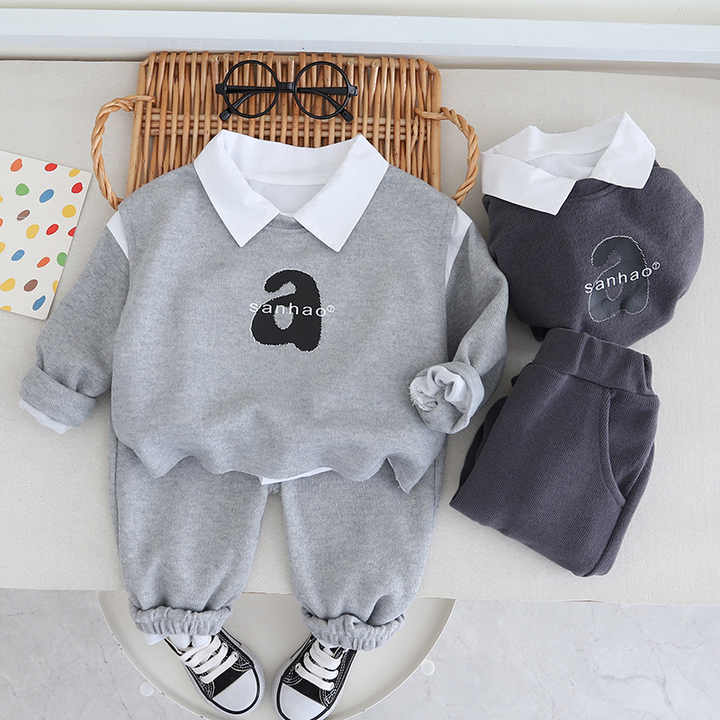 Boys' stylish three-piece pants set 