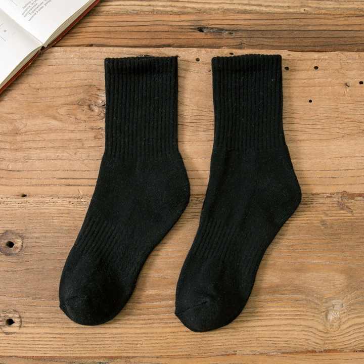 Men's Summer White Medium Tube Socks, Black Sweat 