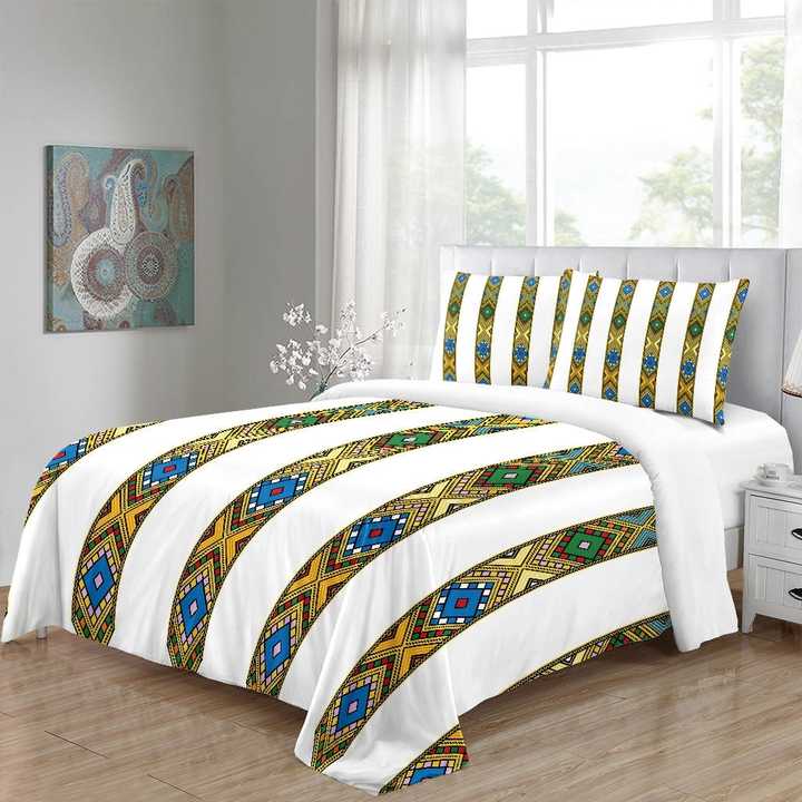 Luxury Full Ethiopian Double King Size Bedding Set with 2 