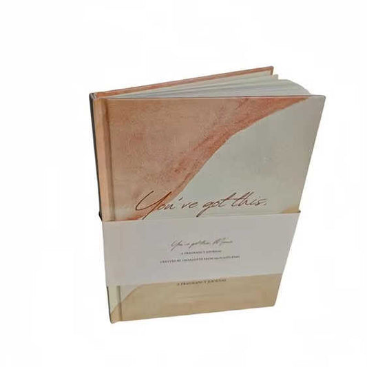Personalized White Linen Spiritual Hardcover Journal with Ribbon 