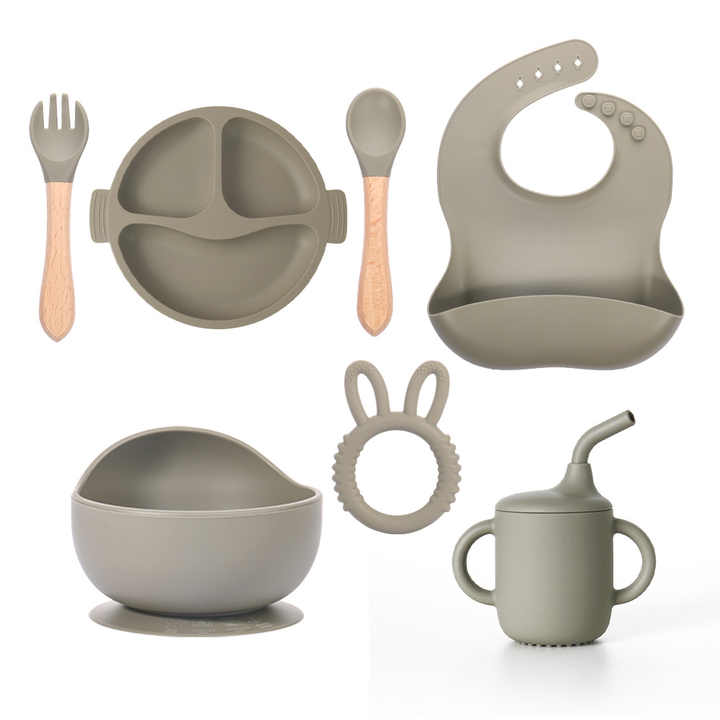 LED Lighted Baby Weaning Supplies, Silicone Baby Feeding Set, Blade Baby Weaning Supplies for Ages 6 Months+ 