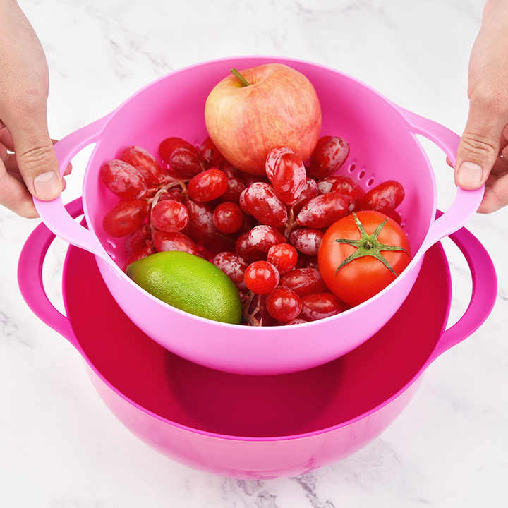 Set of 8 Multifunctional Salad Bowls for Mixing Food Prep Bowl with Strainer and Measuring Cup for Kitchen Accessories 