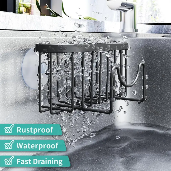 Multifunctional steel kitchen sink rack . رف حوض مطبخ متعدد الوظائف من الفولاذ