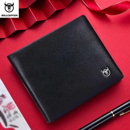 BULLCAPTAIN Men's Leather Wallets RFID Chip Business 
