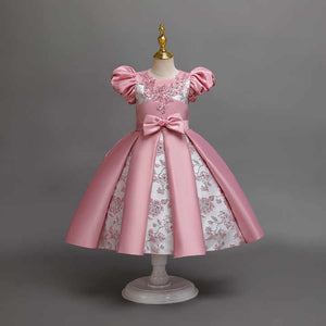 Summer Clothes Bow Satin Princess Dress Birthday Party Dress