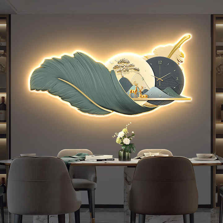 Modern luxury feather sofa with LED panel lighting 