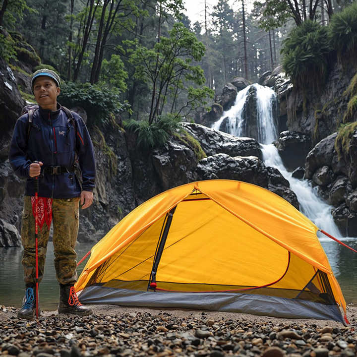 Factory Aluminum Custom logo Oxford Rainproof Cycling Double Layer Pole Outdoor Camping Tent