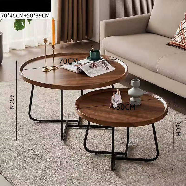 Modern Round Wood Overlap Frame Table 