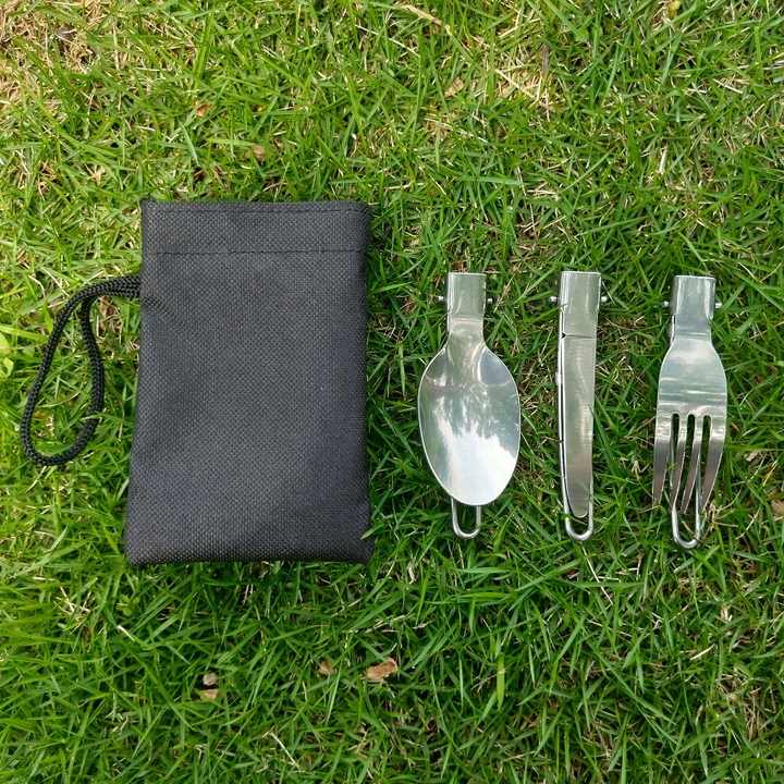 Picnic Camping Spoons and Forks Set, EDC, Foldable, Travel, Camping Utensils 
