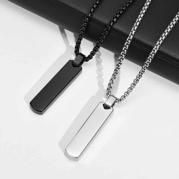 Simple Stainless Steel 3D Rectangle Necklace 