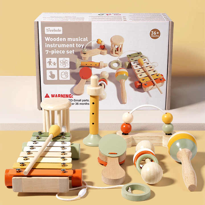New Product CE - Multifunctional Montessori Wooden Rattle Toy. 