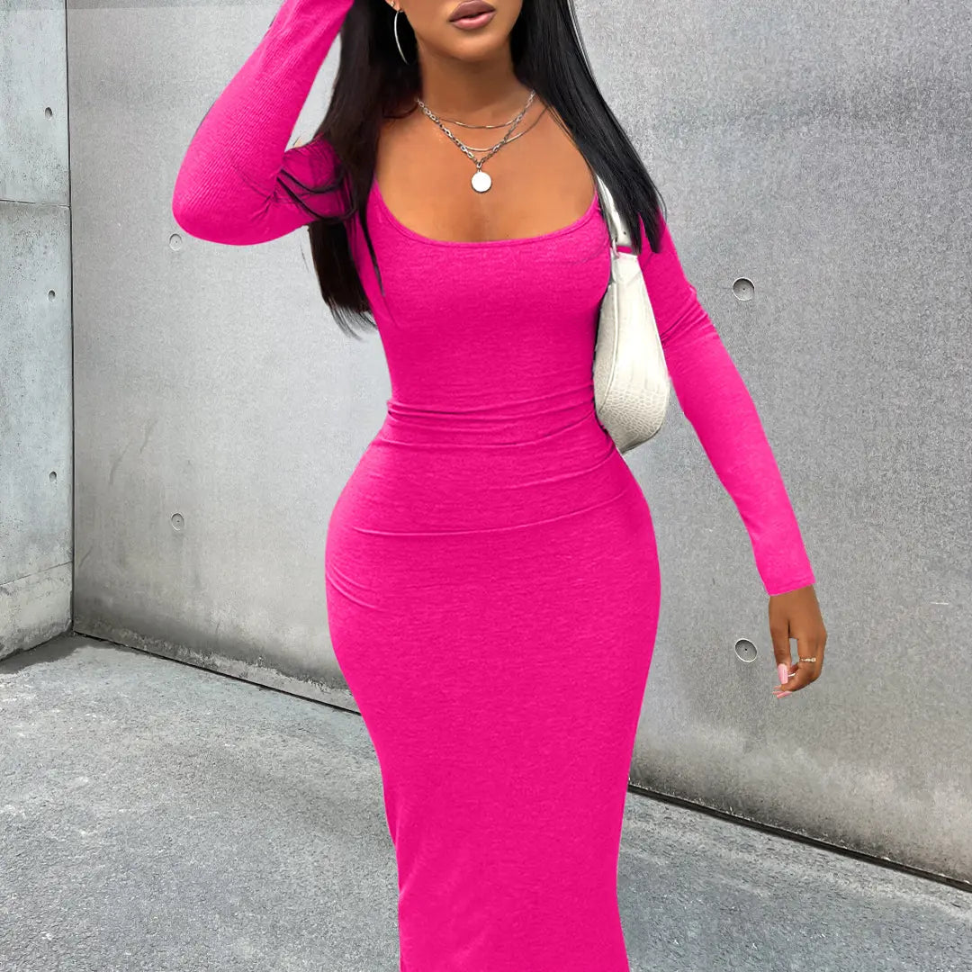 Women's long dress with long sleeves