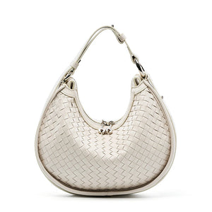 Women's handbags with a woven design made of natural leather 