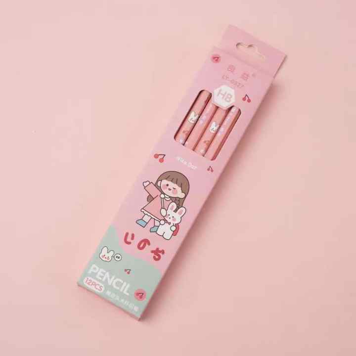 Cute Cartoon Student Stationery Supplies Drawing Comes with Eraser Pencil Head 