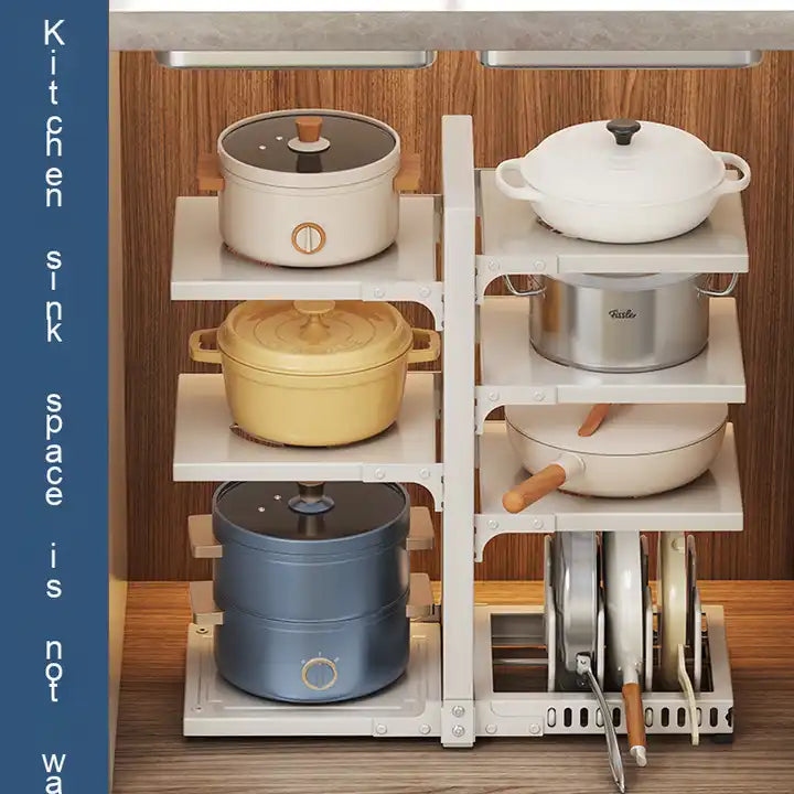 Multifunctional Metal Kitchen Storage Rack Home Organizer Cookware Stove Top Storage Shelves Cabinetرف تخزين معدني متعدد الوظائف للمطبخ منظم منزلي لأدوات الطهي موقد متعدد الطبقات خزانة أرفف تخزين علوي