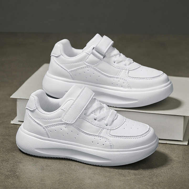 Spring Children's Shoes New White Leather Sneakers. 