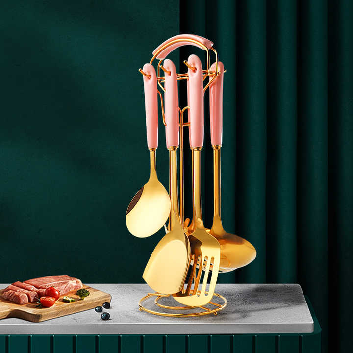 اكسسوارات المطبخ الذهب المواقد السيراميك  Accessories Gold Ceramic Cookware Set