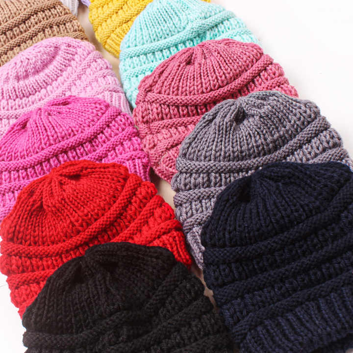 Kids Beanie Hats with Custom Logo Leather Patch 