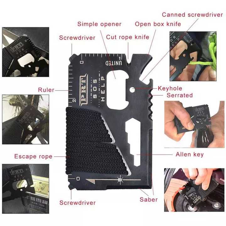 Multifunctional Wilderness First Aid SOS EDC Emergency 14 in 1 Outdoor Wilderness Rope Kit 